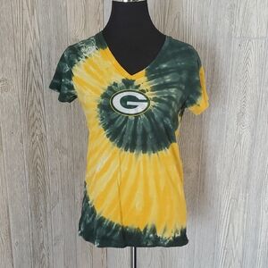 NFL Green and Yellow Tie-Dye Women's Tee